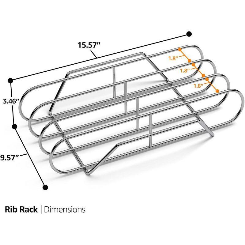 XL Silver Non-Stick Steel Rib Rack for Grilling