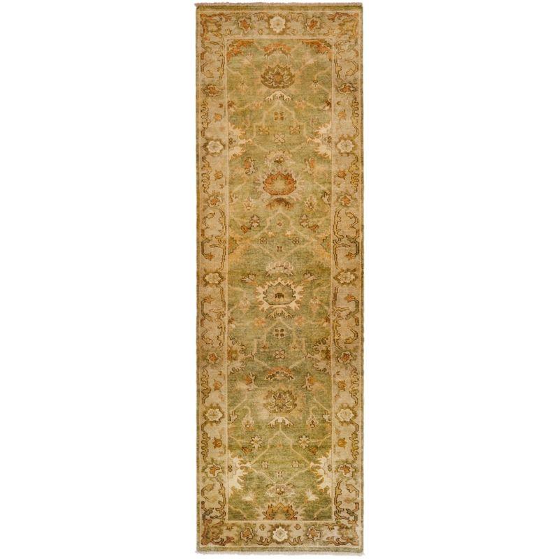 Oushak OSH115 Hand Knotted Runner Rug - Green/Beige - 3'x10' - Safavieh.