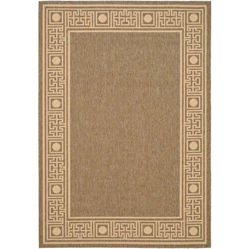 Taupe and Greige Geometric Cotton Synthetic Area Rug