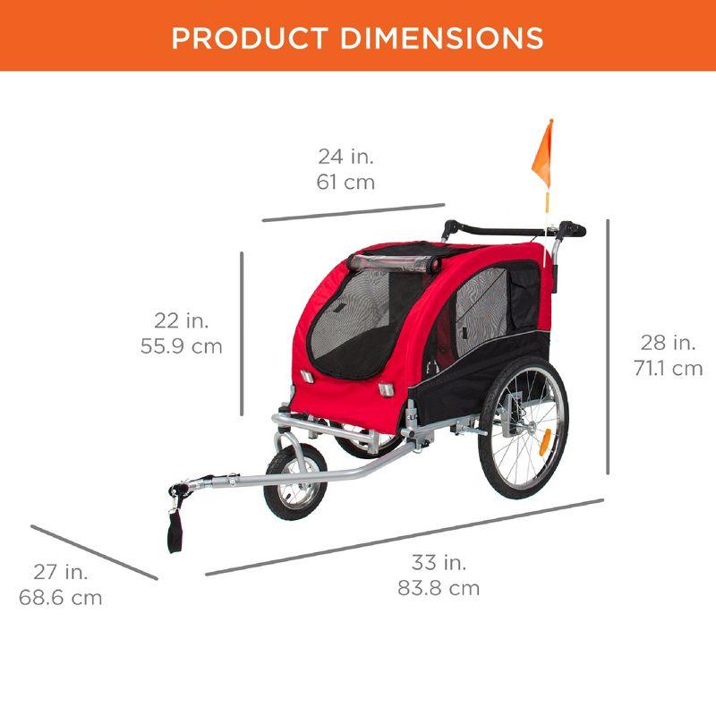 Red and Black 2-in-1 Pet Stroller and Bike Trailer