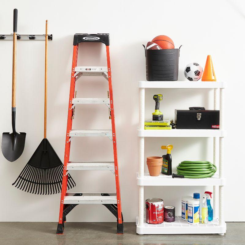 Gracious Living 4 Shelf Adjustable Height Medium Duty Storage Unit 14 x 32 x 54.5" Organizer for Home, Garage, Basement, & Laundry, White (3 Pack)