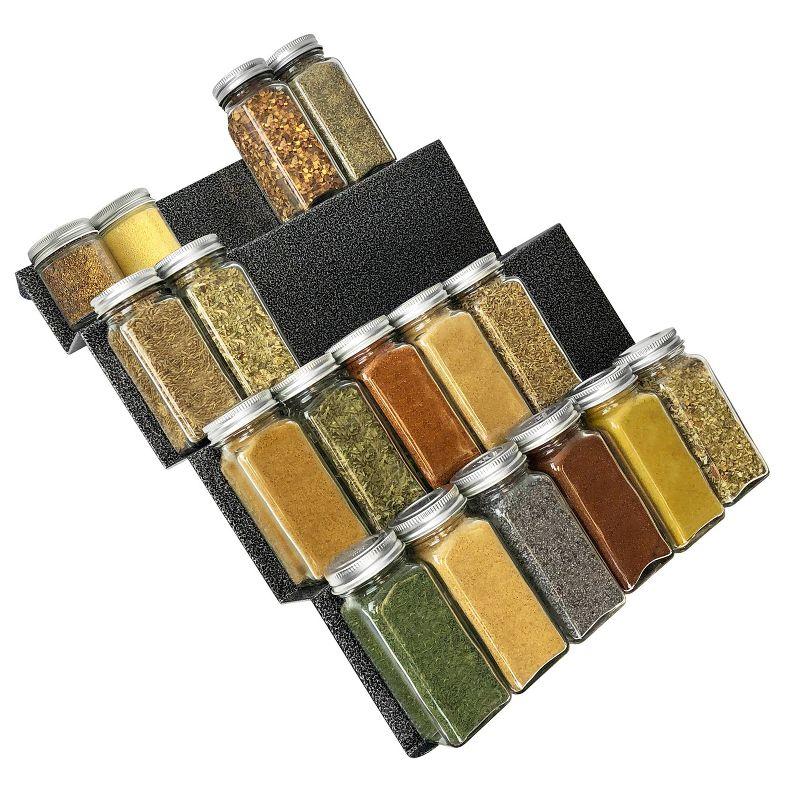 LYNK PROFESSIONAL LYNK PROFESSIONAL® Spice Drawer Organizer - Heavy Gauge Steel 4 Tier Spice Rack - Silver Metallic