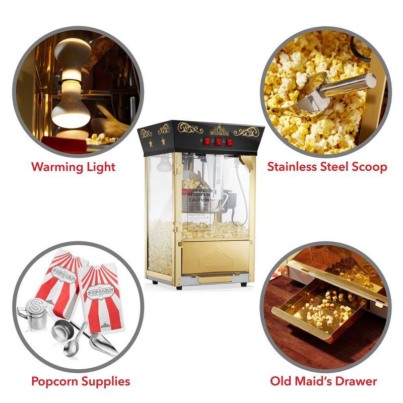 Olde Midway Movie Theater-Style Countertop Popcorn Machine Popper with 8 oz Kettle