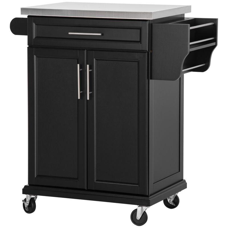 HOMCOM Rolling Kitchen Island Utility Trolley, Storage Cart on Wheels With Drawer