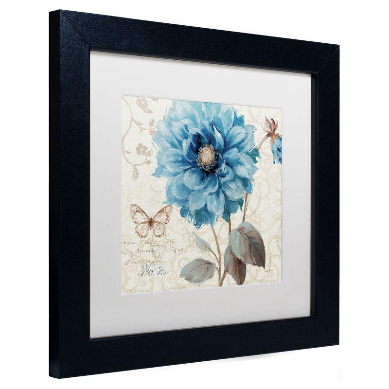 11x11 Blue Floral Art Print in Black Frame