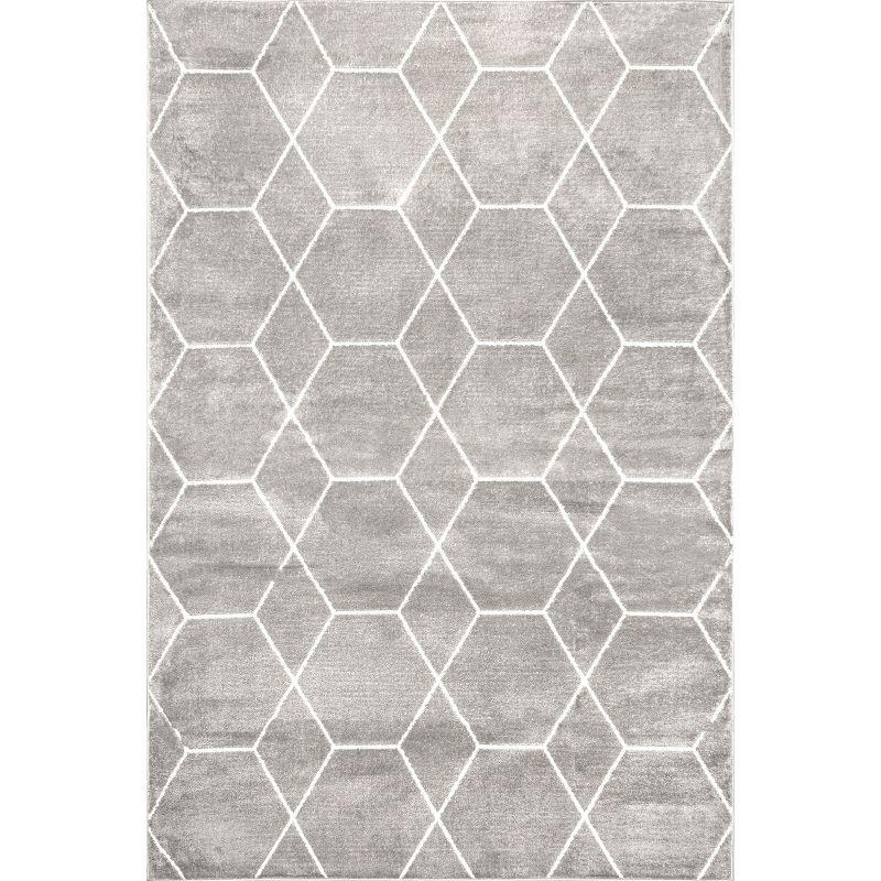 Calm Geometric Honeycomb Gray Synthetic Area Rug 5x8