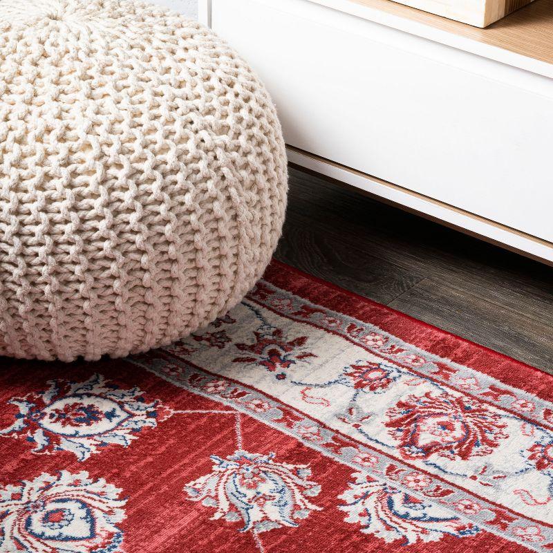 3' X 5' Modern Persian Vintage Moroccan Traditional Area Rug, Red/Ivory - JONATHAN Y