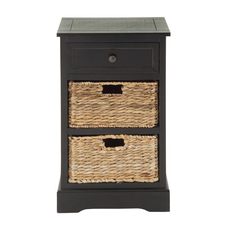 Farmhouse Wooden Chest with Wicker Basket Drawers Black - Olivia & May: No Assembly, Indoor Use, MDF Composite