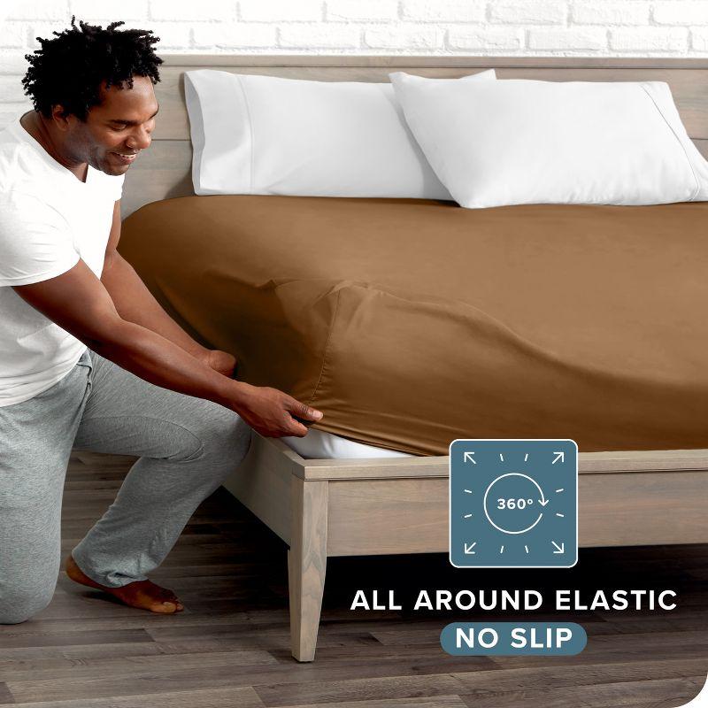 Twin XL Caramel Ultra-Soft Double Brushed Fitted Sheet by Bare Home