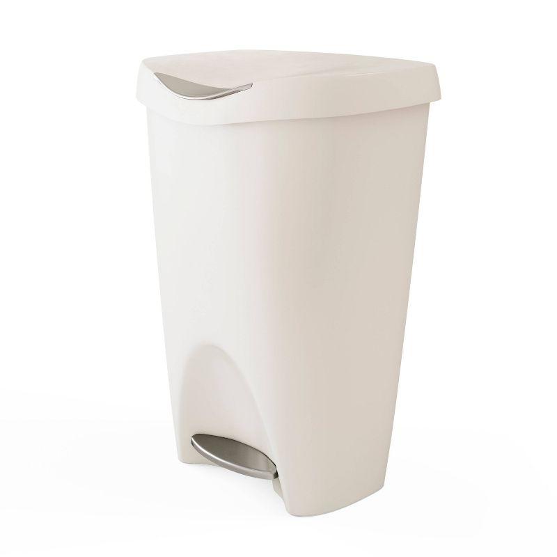 Sand 13 Gallon Plastic Step Trash Can with Soft-Close Lid