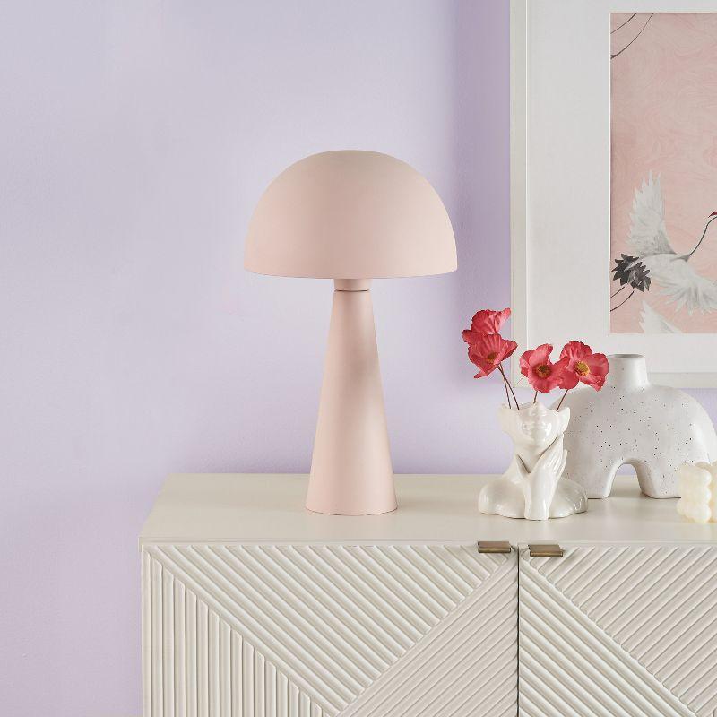 Blush Pink 16" Mid-Century Modern Iron Mushroom Table Lamp