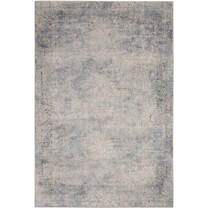 Nourison Rustic Textures Vintage Persian Indoor Area Rug Ivory Light Blue 5'3" x 7'3"