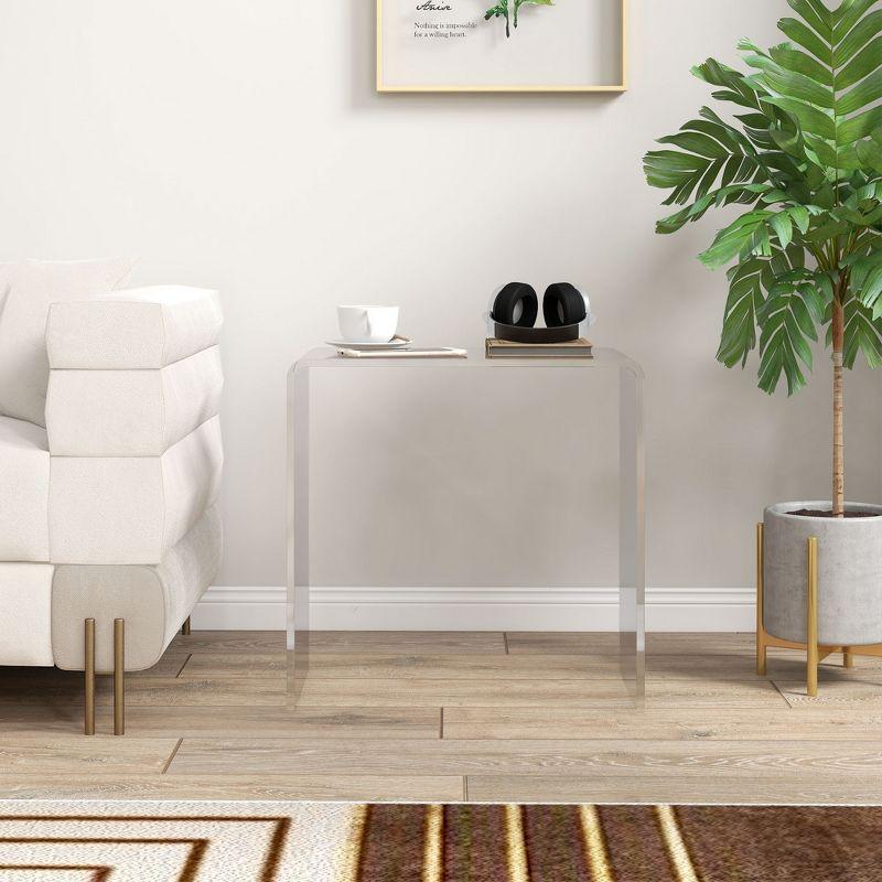 HOMCOM Acrylic Side Table, Modern Waterfall End Table with Rounded Edges for Small Spaces, 21" x 12" x 21", Clear