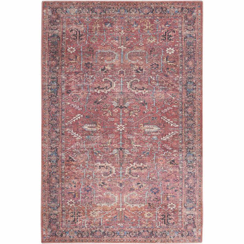 Bungalow Rose Machine Washable Oriental Red Area Rug