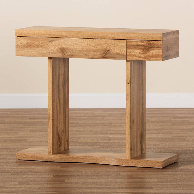 Otis Wood 3 Drawer Console Table Oak Brown - Baxton Studio: Sleek Storage, Modern Design, Space-Saving