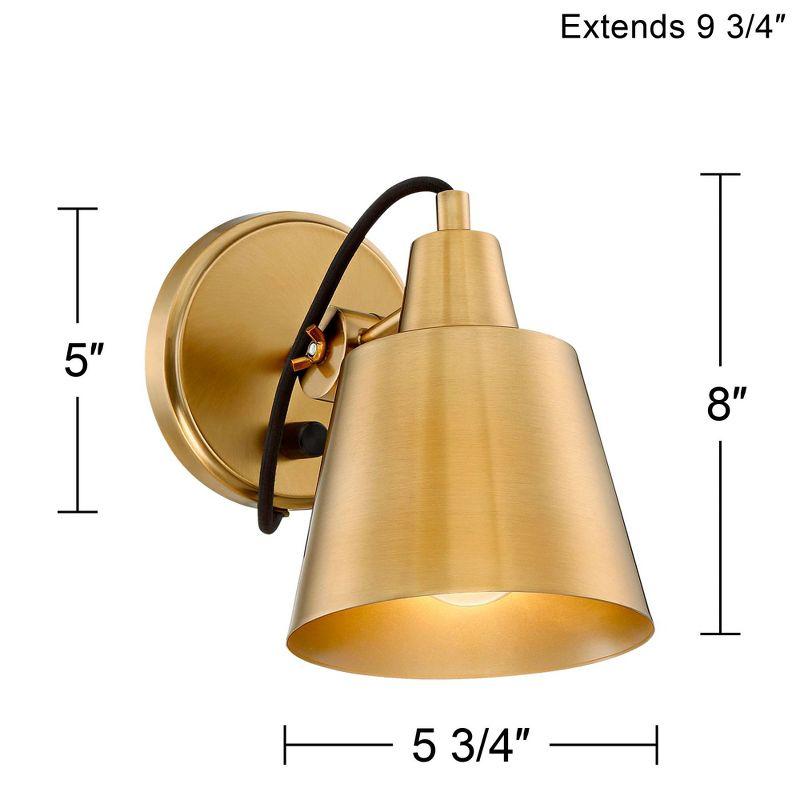 Possini Euro Design Capetown Modern Wall Light Sconce Warm Brass Hardwire 5 3/4" Fixture Up Down Swivel for Bedroom Reading Living Room Hallway House