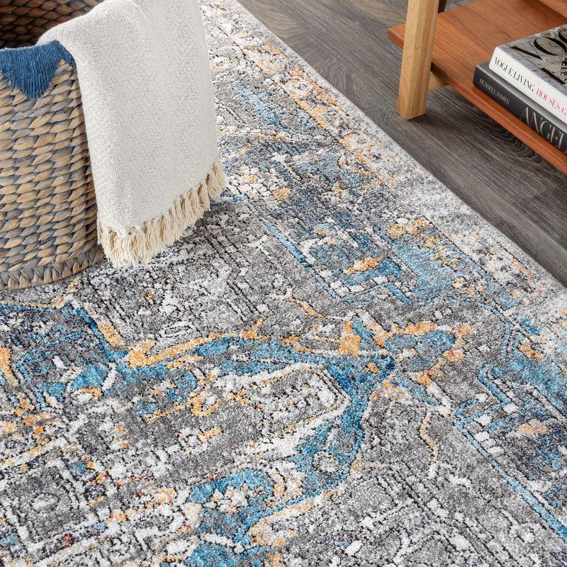 4'x6' Izmir Vintage Medallion Area Rug, Gray/Mustard/Turquoise - JONATHAN Y