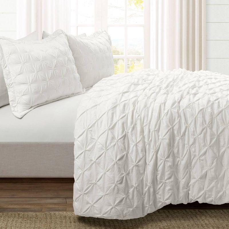 King White Pintuck Microfiber Duvet Cover Set