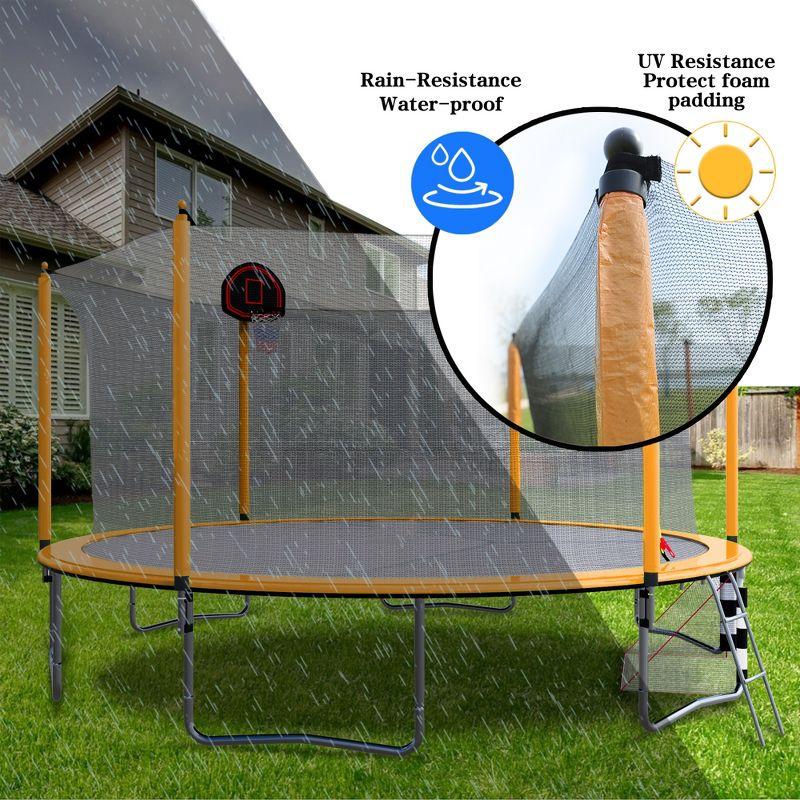 15FT Recreational Trampolines For Kids Teens Stainless Steel Frame With Basketball Hoop System Outdoor Large Trampoline With Net For Indoor Outdoor