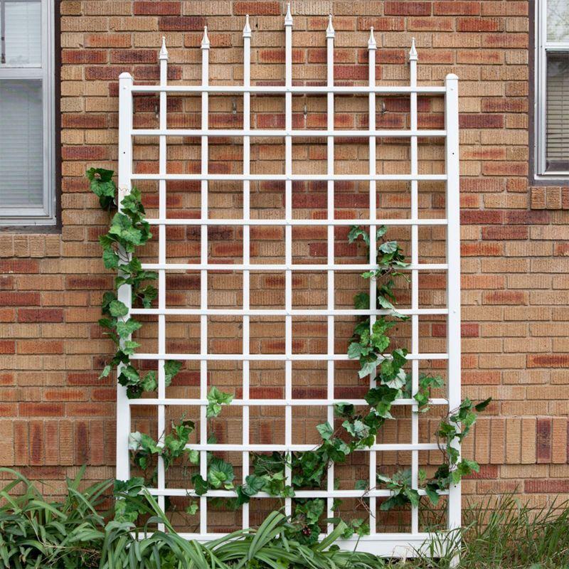 Dura-Trel Winchester 57"x95" PVC Vinyl Outdoor Garden Trellis Support for Vines, Climbing Plants, Flowers, & Vegetables w/Wall Mounting Screws, White