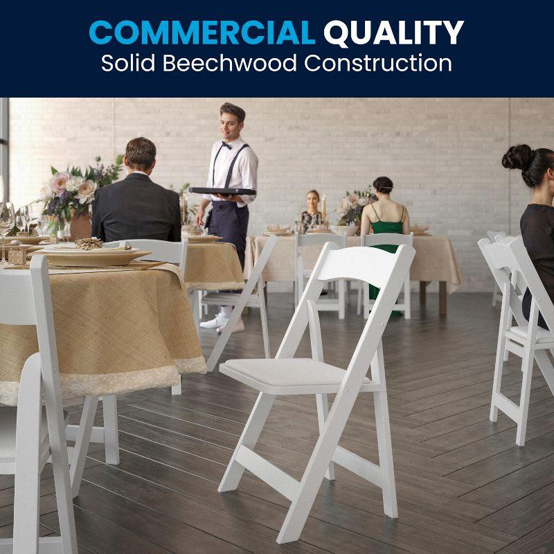 Flash Furniture 2 Pack HERCULES Series White Wood Folding Chair with Vinyl Padded Seat