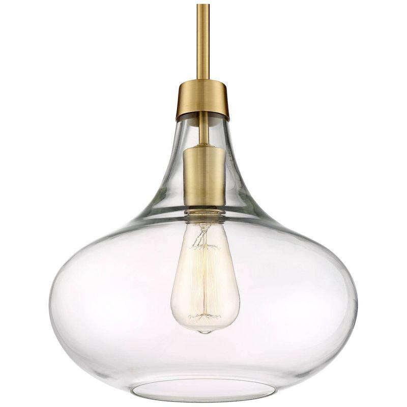 Possini Euro Design Asni Warm Gold Metal Mini Pendant 11" Wide Modern Clear Glass 4-Light Fixture for Dining Room Kitchen Island