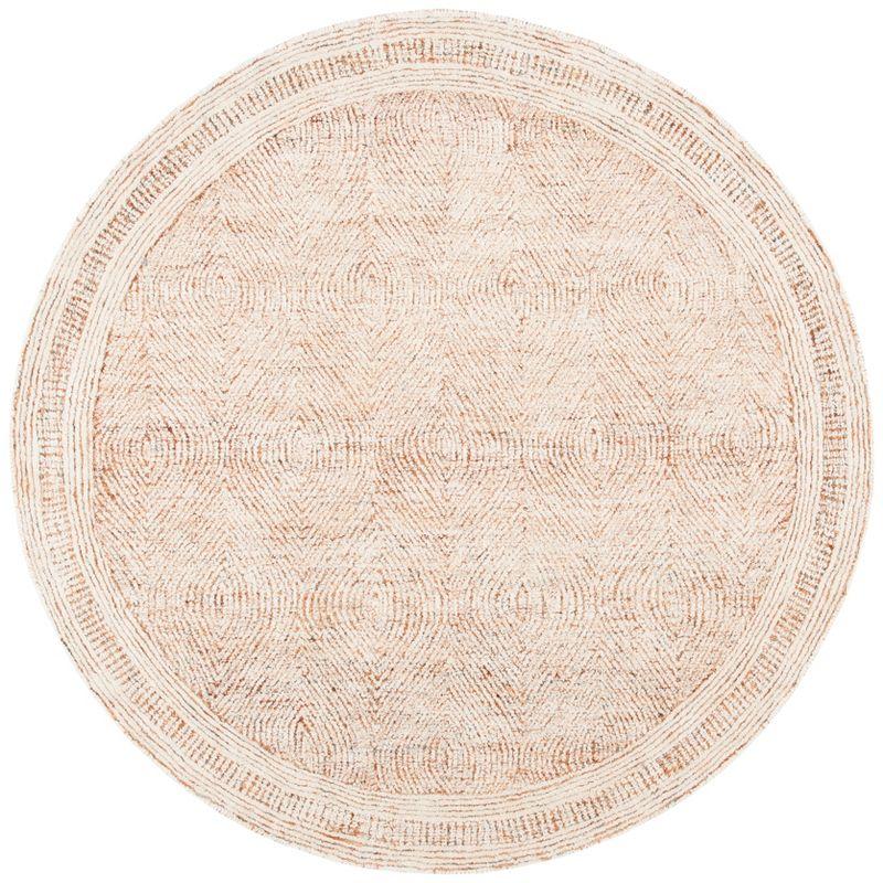 Abstract ABT340 Handmade Indoor Area Rug - Ivory/Rust - 4' Round - Safavieh