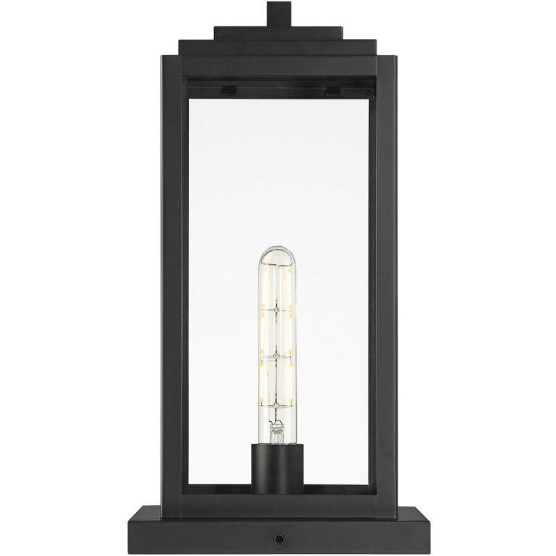 John Timberland Modern Outdoor Pier Mount Light Matte Black 17" Clear Glass Shade for Post Exterior Barn Deck House Porch Yard