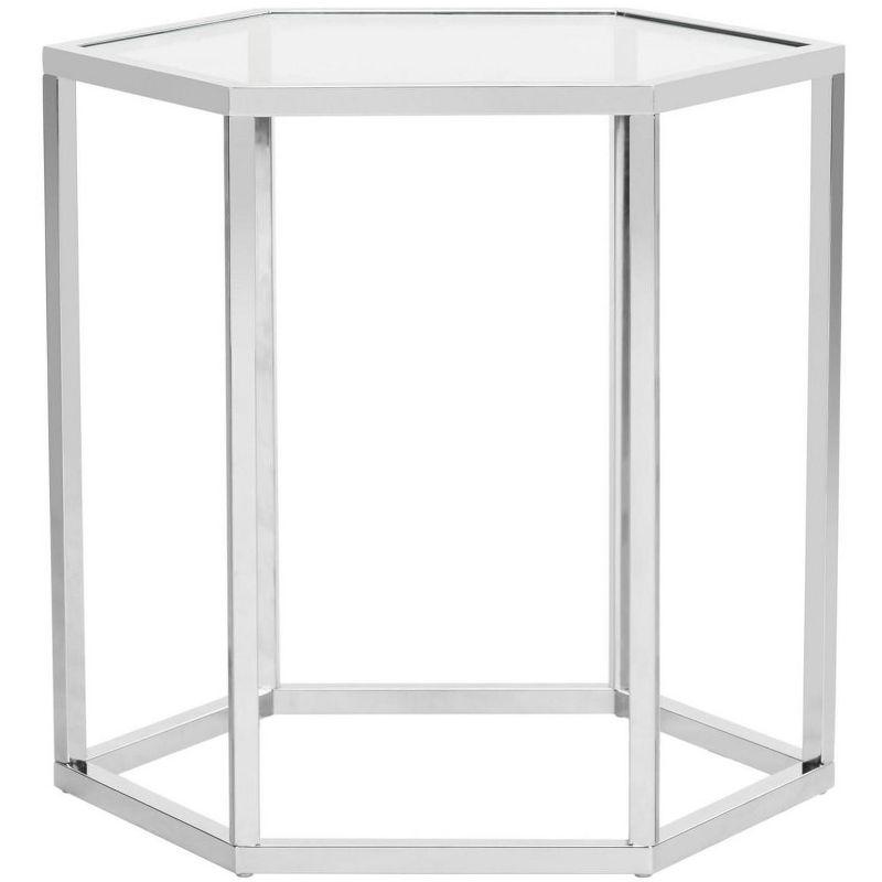 Teagan Chrome Hexagonal Glass End Table