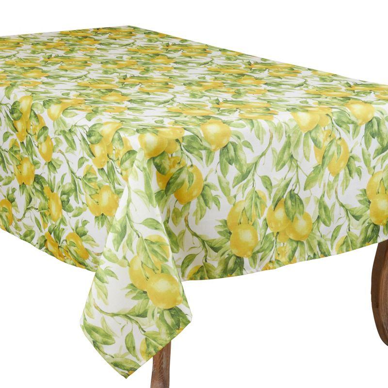Saro Lifestyle Casual Tablecloth With Printed Lemon Design, Multi, 65" x 90"