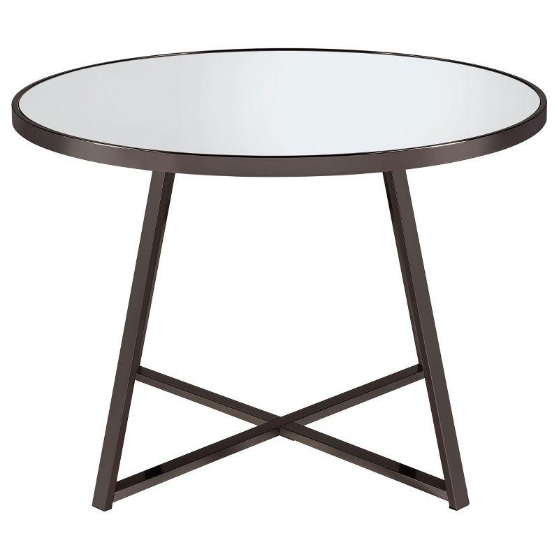 Coaster Home Furnishings Jillian Round Dining Table with Tempered Mirror Top Black Nickel