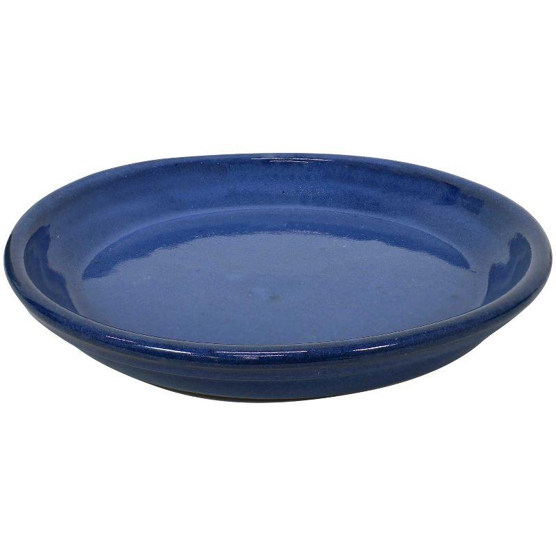 Sunnydaze Outdoor/Indoor High-Fired Glazed UV- and Frost-Resistant Ceramic Flower Pot Planter Saucers - Imperial Blue