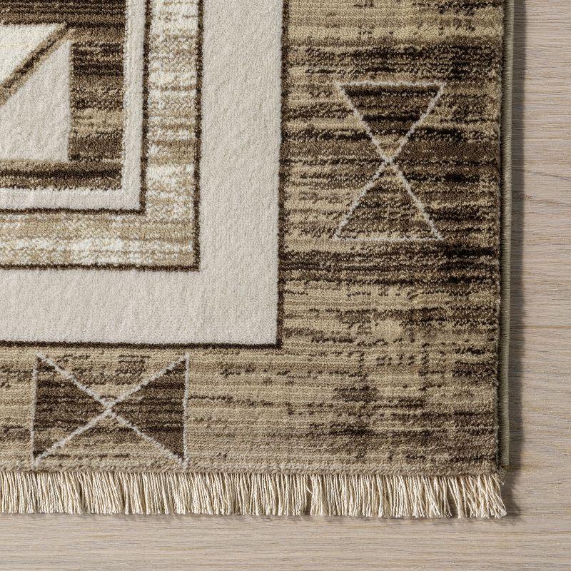 Lauren Liess x Rugs USA - Agave Geometric Fringed Indoor Area Rug, 6' 7" x 10' 2", Brown