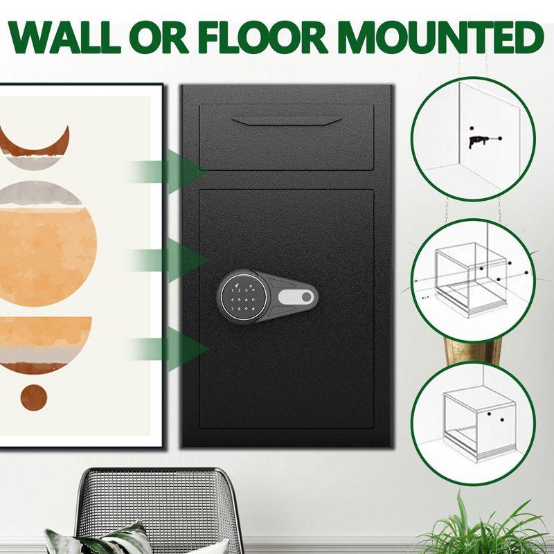 Depository Drop Safe, Anti-Theft Money Drop Slot Safes with Digital Keypad and Spare Keys, Heavy Duty Money Safe Box for Home Office