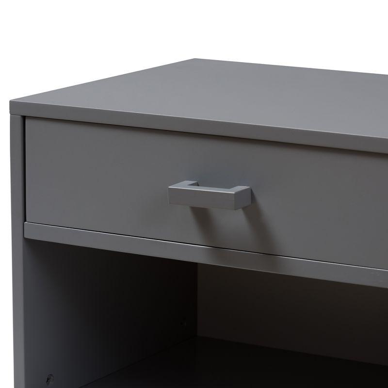 Deirdre Modern and Contemporary Wood 1 Drawer Nightstand Gray - Baxton Studio: Rubberwood, Engineered Frame, Open Shelf
