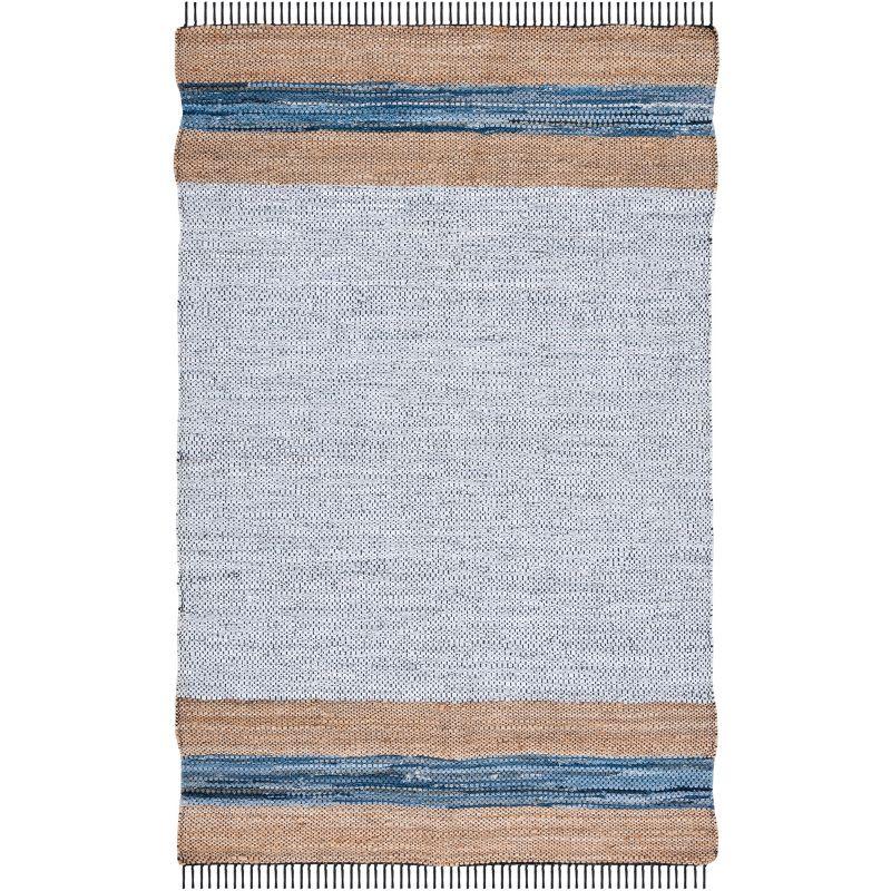 Vintage Leather W/ Fringes VTL602 Hand Woven Indoor Area Rug - Grey/Natural - 5'x8' - Safavieh