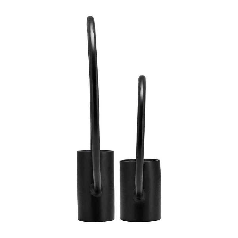 Sagebrook Home Set of 2 Metal Decorative Ring Candle Holders - Contemporary Abstract Black Aluminum Ring