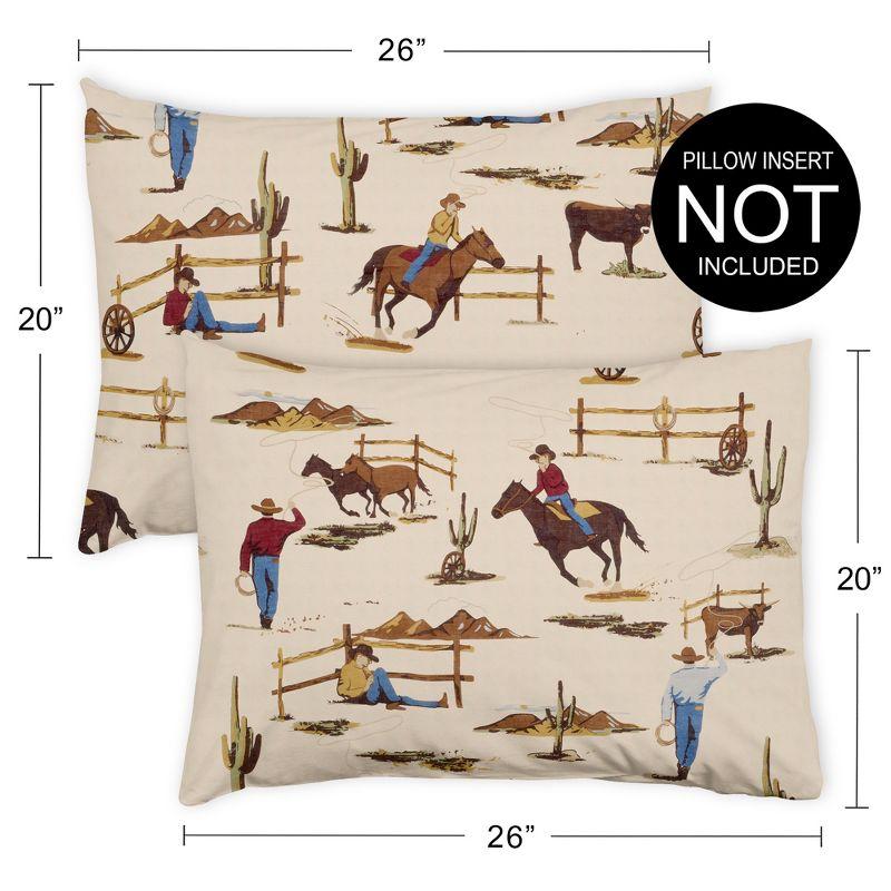 Wild West Cowboy Pillow Shams - 2 Pack Set (Set of 2)