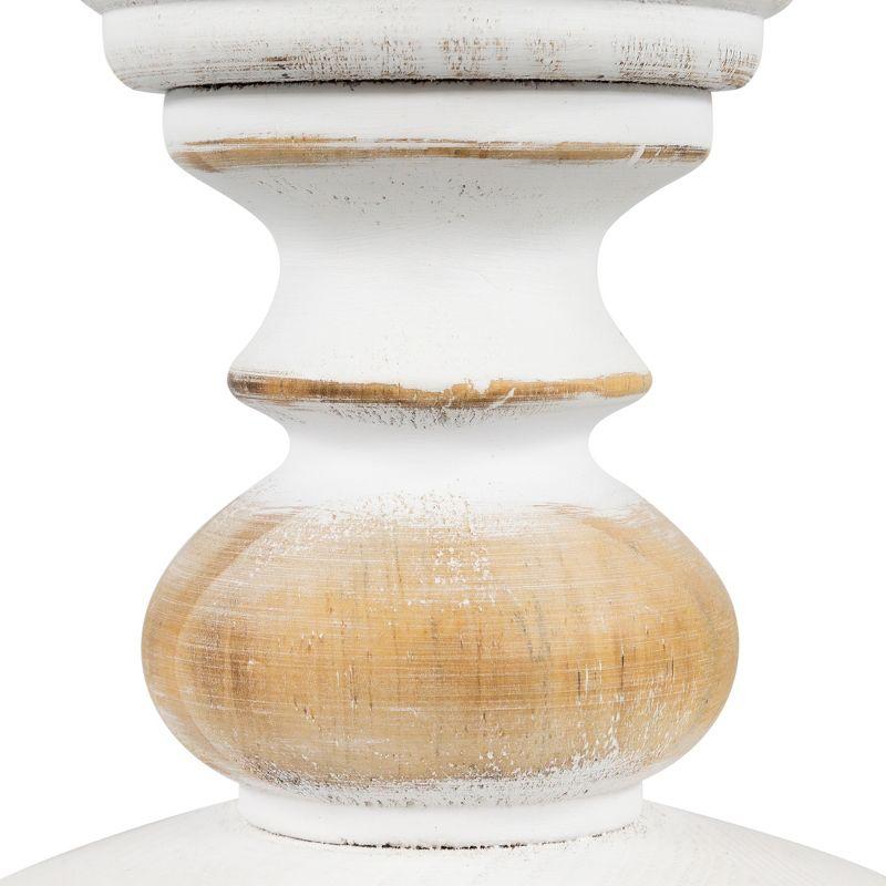 Northlight Wooden Pedestal Pillar Candle Holder - 5.5" - Brushed White