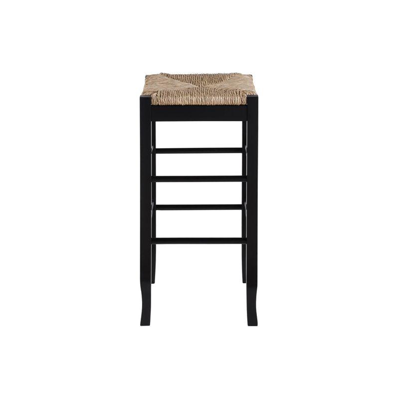 Elegant Rush Sea Grass 29" Backless Black Hardwood Stool