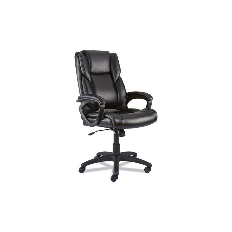 Black Faux Leather Mid-Back Task Chair with Fixed Arms