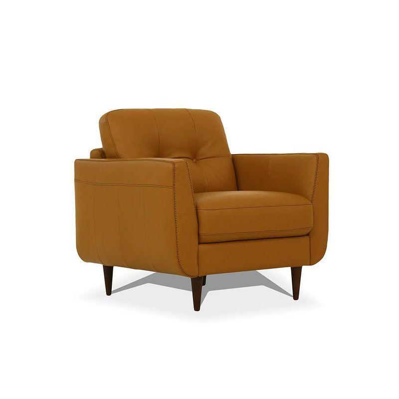 35" Radwan Chair Camel Leather - Acme Furniture: Button-Tufted, Wood Legs, No Assembly Required