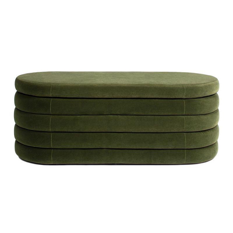 Ailisha 49" Oval Fully Upholstered Storage Bench, Moss Green