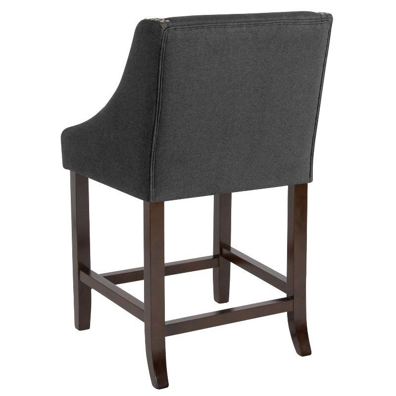 Carmel 32" Transitional Charcoal Fabric Swivel Counter Stool with Wood Accents