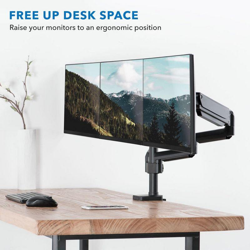 Mount-It! Triple Monitor Mount - 3 Monitor Stand for Gamers and Professionals Fits Curved or Flat Screens from 17 to 27 Inches, 15 Lbs per Screen