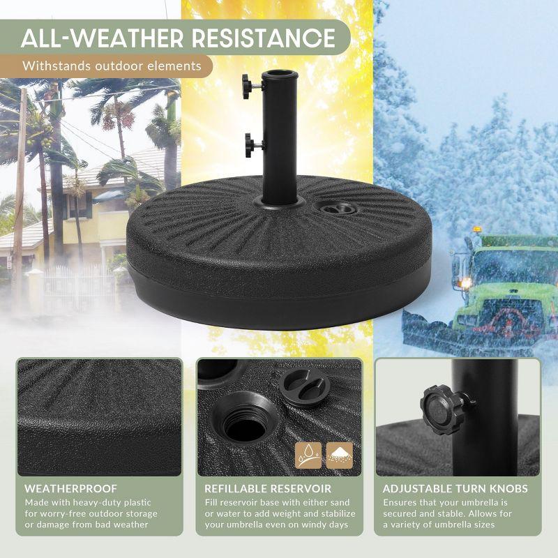 Costway 20'' Round 23L Water Filled Umbrella Base Stand Self-filled Patio Furniture Black