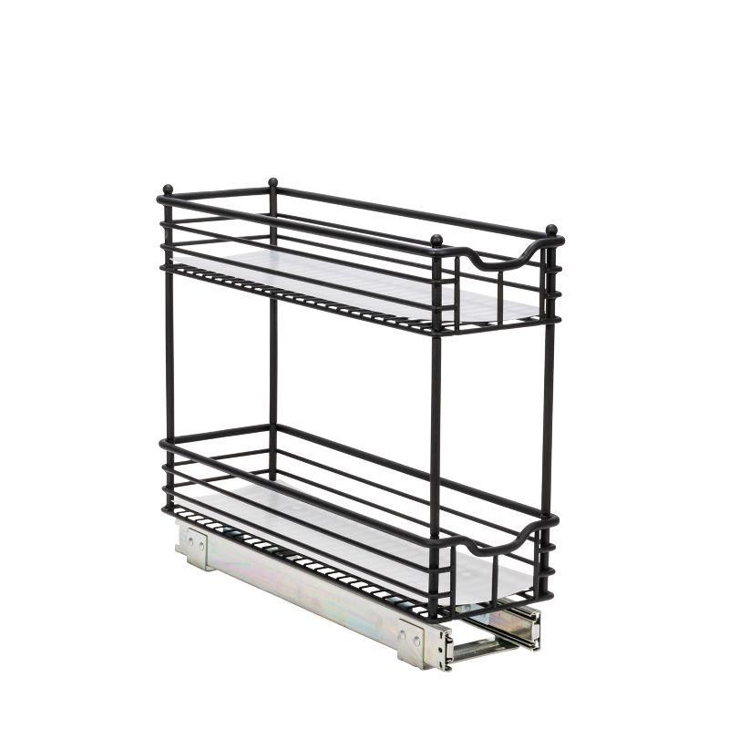 Glidez Multipurpose Paint-Finished Steel Pull-Out/Slide-Out  Storage Organizer with Plastic Liners for Under Cabinet Use - 2-Tier Design - Black