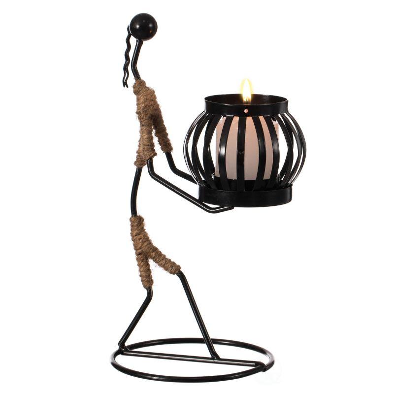 Fabulaxe Wire Figure Candle Holder Decorative Modern Tea Light Lantern Tabletop Centerpiece Candle Stand, Front Carry