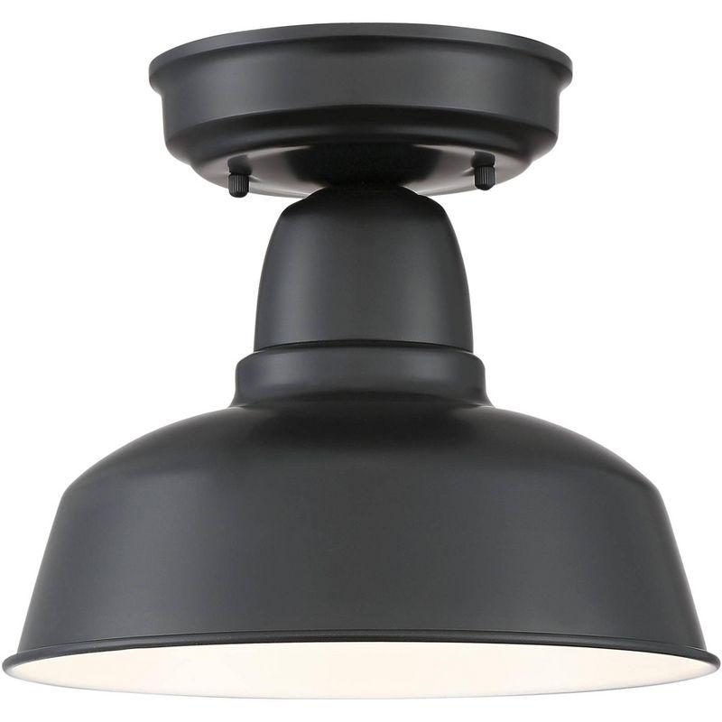 Black Metal Farmhouse Semi-Flush Mount Ceiling Light