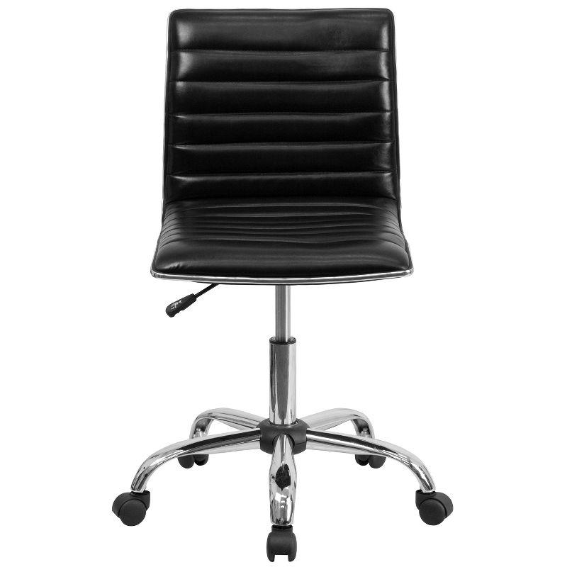 Black Vinyl Armless Swivel Executive Office Chair